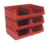 Sealey Almacenaje de Plástico Papelera 310 x 500 x 190mm - Rojo Paquete 6 TPS56R