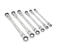 Siegen S0806 Cabeza Flexible Doble Extremo Llave Carraca Anillo Set 6pc Métrico