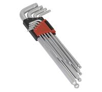 Sealey Extremo Bola Hex Llave Juego 9pc Extra Largo Lock-On&trade Métrico AK7180