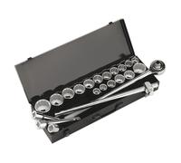 Sealey Métrica Imperial Enchufe Set 22pc 1.9cmSq Drive 12pt Walldrive Ak259 /