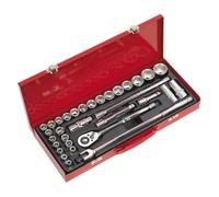 Sealey Métrica Imperial Enchufe Set 32pc 1.3cmD 6pt Longitud Estándar AK693