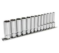 Sealey Socket Set 13pc Deep 1/4"Sq Drive Total Drive
