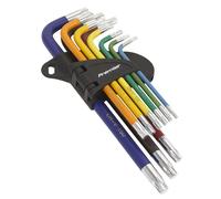 Sealey Torx Juego de Llaves Estrella 9pc Color Codificado Largo T10A T50