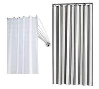 Sealskin Set Conjunto Barra para Cortina de Ducha Umbrella y Cortina de Ducha Linje 180x200 cm, Blanco/Gris