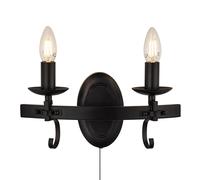 Searchlight Aplique de pared Cartwheel III, 2 luces, interruptor tirador, metal