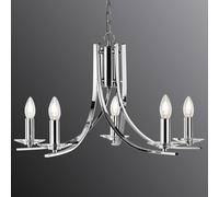 Searchlight Elegante lámpara colgante Ascona, 5 brazos, cromo