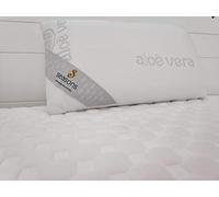 SEASONS - Almohada Viscoelástica Viaje, 43 x 22 x 10 cm, con Funda Strech Desenfundable con Cremallera, Antiácaros y Antibacterias, Tejido con Hilo de Plata y Aloe Vera, Fabricado en España