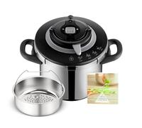 SEB Olla de cocción rápida, 5-8 Personas, inducción, 4 programas de cocción, cocción rápida, Apertura y Cierre de la Tapa con una Sola Mano, Clipso+ Chef 8L, P4551400, Negro
