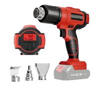 Secador de aire caliente con batería para Makita 18V, soplador de aire caliente inalámbrico con pantalla LCD digital y 3 boquillas pistola de aire caliente, calentamiento rápido de 50-550°C para tubos