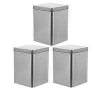 SECFOU Caja de Metal para Té 3 Piezas 80 Mm Tapa Interior Mate Plateada, Recipiente para Almacenamiento, Uso Doméstico y Comercial, Contenedor Compacto para Infusiones y Dulces