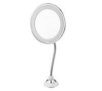 SECFOU Espejo de Maquillaje con Luz Led, Espejo de Aumento 10x con Ventosa, Blanco, de Plástico, para Baño y Uso Exterior