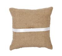 SECFOU Juego de 6 Cestas y Almohadones para Portador de Anillos de Boda Rústica en Arpillera, Yute y Encaje, 15x15 Cm, para Ceremonias Campo