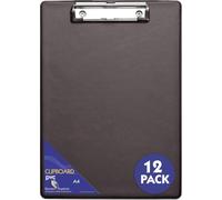 Seco Portapapeles con cubierta de PVC A4+ con clip resistente, color negro (paquete de 12)