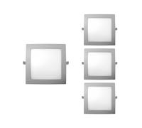 SECOM Pack 4 Downlights LED Empotrables Cuadrados 18W 1800lm 22.5x22.5cm 4000K Cromo IP44 30000H SECOM