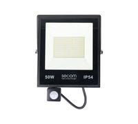 SECOM Proyector LED Provit con Sensor de Movimiento 50W 5000lm IP54 19.5x6.5x26.5cm 5700K Negro 50000H SECOM