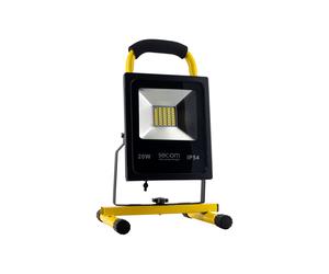 SECOM Proyector LED Provit Portátil con Batería Recargable 20W 1800lm IP54 21.5x19x32.5cm 4000K Negro/Amarillo 5H SECOM