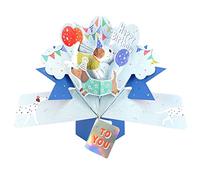 Second Nature POP230 - Tarjeta de felicitación de feliz cumpleaños con perros y globos, tarjetas emergentes 3D