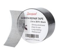 Secopad Cinta Reparadora de Mosquiteras, 50 mm x 9 m Kit de Reparación de Parches de Pantallas de Fibra de Vidrio para Pantallas de Puertas y Ventanas, Negro