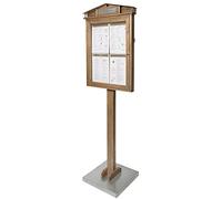 SECURIT - Expositor LED Rústico - Madera de Caoba - 184,3 x 57,5 x 40,1 cm