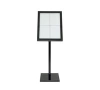 SECURIT - Porta folletos Exterior con Iluminación LED "Black Star" - Con Marco A2 + Poste + Base + Cable de 5 m + Mando a Distancia - En Acero - Restaurante, Cafetería, Bar - Negro