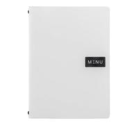 SECURIT - Portamenús Leather Line - Modelo Ruga - 1 Inserto Fijo Doble Cara = 4 Páginas A4 - Posibilidad de Añadir Insertos - Café, Bar, Restaurante - Ecopiel Color Blanco