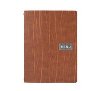 SECURIT - Portamenús Leather Line - Modelo Ruga - 1 Inserto Fijo Doble Cara = 4 Páginas A4 - Posibilidad de Añadir Insertos - Café, Bar, Restaurante - Ecopiel de Alta Calidad - Color Marrón