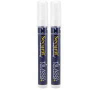 SECURIT - Rotulador de Tiza Líquida Impermeable - Para Superficies No Porosas (Pizarra, Vidrio, Metal, Espejo, etc.) - Punta Fina 2-6 mm - Blanco (Paquete de 2)
