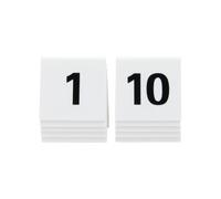 SECURIT - Set de 10 Números de Mesa del 1 al 10 - Apilable - Café, Bar, Restaurante, Hotel - Acrílico - 5,2 x 5,2 x 4,5 cm - Color Blanco
