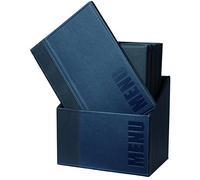 SECURIT - Set de 20 Portamenús Trendy Line con Caja de Exhibición - 1 Inserto Fijo Doble Cara = 4 Páginas A4 - Posibilidad de Añadir Insertos - Café, Bar, Restaurante - Imitación Cuero PU - Azul