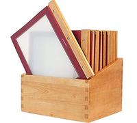 SECURIT - Set de 20 Portamenús Wood A4 con Caja - Burdeos