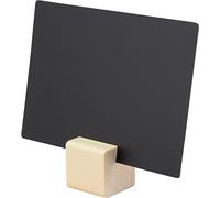 SECURIT - Set de 6 Pizarras A7 + Soporte para Etiquetas de Madera + Rotulador de Tiza Líquida - Soportes en Forma de Cubo - Cafetería, Bar, Restaurante, Tienda