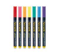 SECURIT - Set de 7 Rotuladores de Tiza Líquida - Para Superficies No Porosas (Pizarra, Vidrio, Metal, Espejo, etc.) - Punta Fina 1-2 mm - Multicolores