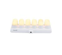 SECURIT - Set de Velas LED Recargables Amsterdam - Inalámbricas | Magnéticas - Bares, Cafés, Restaurantes - Blanco Cálido - 12 Velas, Mando a Distancia, Base, Cable de Carga Incluidos