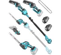 SEESII 6-en-1 Cortasetos Telescopico Bateria, 6 Pulgadas Mini Motosierra | Cortasetos Electrico con Pertiga, Motosierra Electrica con 2 * 4000mAh Baterías para Necesidades de Corte