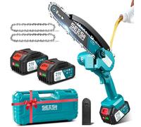 SEESII 8 pulgadas Mini motosierra de batería 2x4000mAh, motosierra eléctrica inalámbrica con inyector lubricante y cadena de repuesto, mini motosierra eléctrica para jardín, M8 Pro
