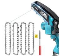 SEESII Cadena de motosierra de 6 pulgadas, paquete de 4 con kit de afilado, calibre de 0.43 pulgadas, 36 eslabones de transmisión, compatible con SEESII 334411 de 6 pulgadas, SINPY MNCS-118, Supstable