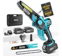 SEESII Mini motosierra de 8 pulgadas y 6 pulgadas, sin escobillas, 2 | Sierra eléctrica inalámbrica compatible con Makita 18 V, tensión de cadena sin herramientas, engrasador