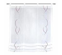 Sehlbach Estor plegable Sehlbach bordado en voile, Blanco, 80 x 120 cm estilo bistró, Regulable en altura, Diseño atemporal, Traslúcido, Fácil de instalar, Certificado Oeko-Tex