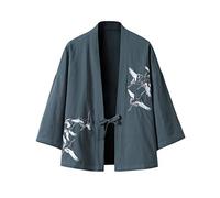 Seidarise Chaqueta de Kimono Tradicional Japonesa para Hombre, Cárdigan Masculino, Chaqueta Noragi, Abrigo Yukata, Haori, T1-verde, X-Large