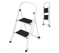 Sekey Escalera Plegable 2 Peldaños, Acero Antideslizante, Compacta y Ahorro de Espacio para Hogar, Carga 150kg, SGS EN14183