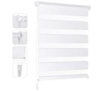 Sekey Estor Doble con fijación sin Agujeros para Ventanas, 100 cm de Ancho, Estor Doble, protección Solar, 100 x 150 cm, Color Blanco