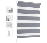 Sekey Estor Doble con fijación sin Agujeros para Ventanas, Estor Doble, 60 cm de Ancho, protección Solar, 60 x 150 cm, Color Gris
