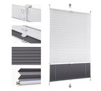 Sekey Estor Plisado Doble para día y Noche, Opaco, sin Agujeros, protección contra la luz, Klemmfix, 75 x 120 cm, Color Blanco y Gris