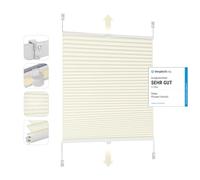 Sekey Estor Plisado Klemmfix sin Agujeros, 75 x 120 cm, Estor Plisado para Puertas y Ventanas, Opaco, protección Visual, protección Solar, 75 cm de Ancho, Color Beige