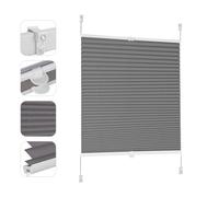 Sekey Estor Plisado sin Agujeros, Estor Plisado para Ventana, fijación Klemmfix de 105 cm de Ancho, Opaco, protección Solar, 105 x 150 cm, Color Gris