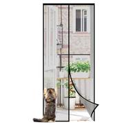 Sekey Hilo de Pescar Mosquitera Magnética para Puerta de Balcón, Terraza, Sótano, 130x220cm Cortina de Protección Contra Insectos con Instalación Adhesiva, Negro