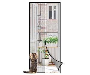 Sekey Hilo de Pescar Mosquitera Magnética para Puerta de Balcón, Terraza, Sótano, 130x220cm Cortina de Protección Contra Insectos con Instalación Adhesiva, Negro