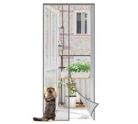 Sekey Mosquitera Magnética Poliéster Reforzado Resistente a Garras de Gato 100x210cm - Anti-Insectos Adhesiva para Balcón, Terraza, Sótano, Gris