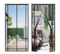 Sekey Mosquitera Puerta Magnética Recortable - Correas con Hebillas Cosidas Doble Lado| Sin Perforar| 4cm Velcro Arriba, Insecto Protección para Balcón/Terraza/Habitación, 120x210cm, Negro