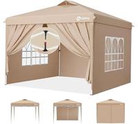 Sekey One-Touch Pop Up - Carpa Plegable 3 x 3, Resistente al Agua, Estable, Resistente al Invierno, 3 x 3 m, con Tubos Gruesos, Carpa para Fiestas, Camping, Festivales, Fiestas (Caqui)